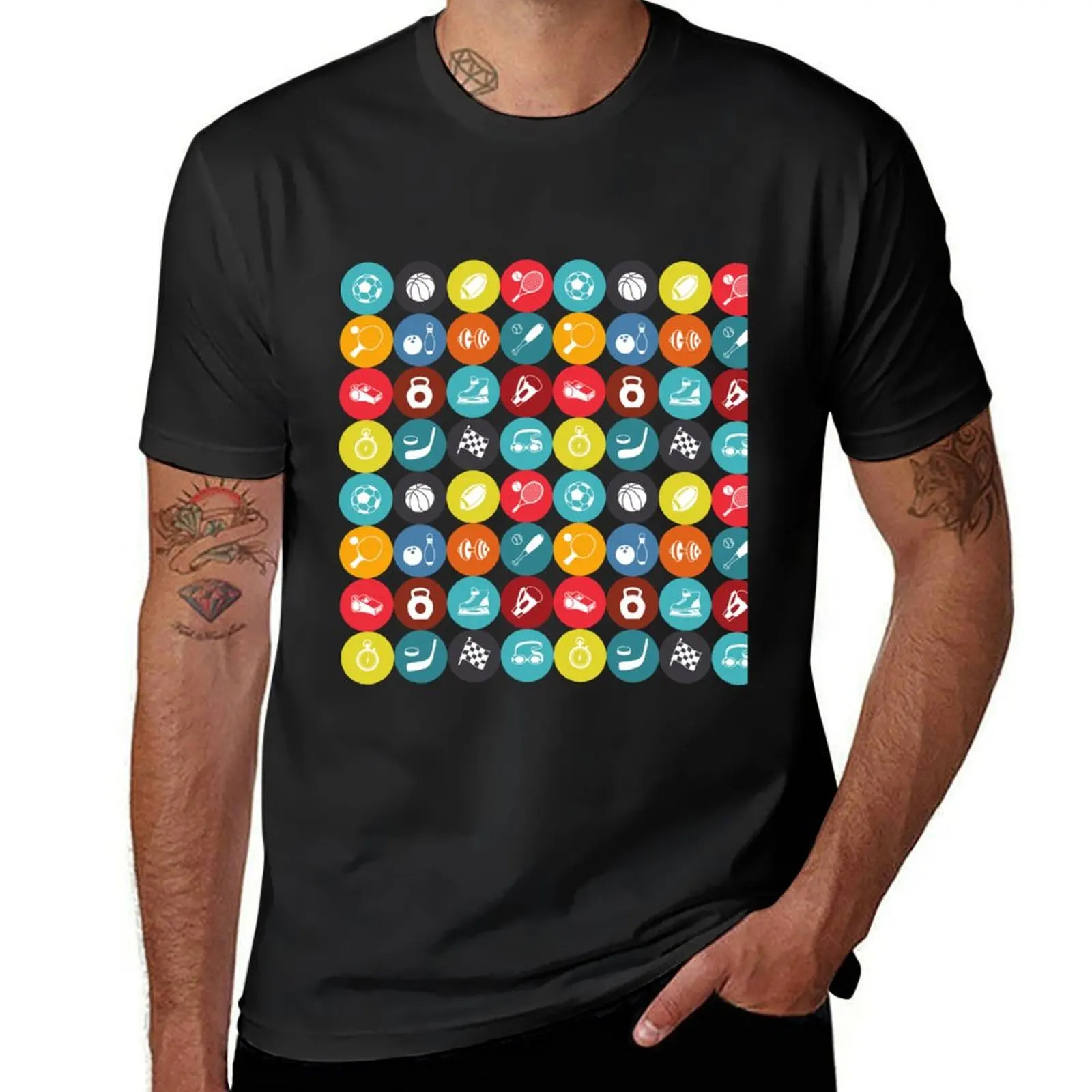 

sports icons pattern T-shirt Short sleeve tee cute clothes mens t shirts pack