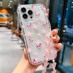 Elegant Transparent Butterfly Flower Phone Case - Soft Protective Cover - iPhone 15 Plus (1)
