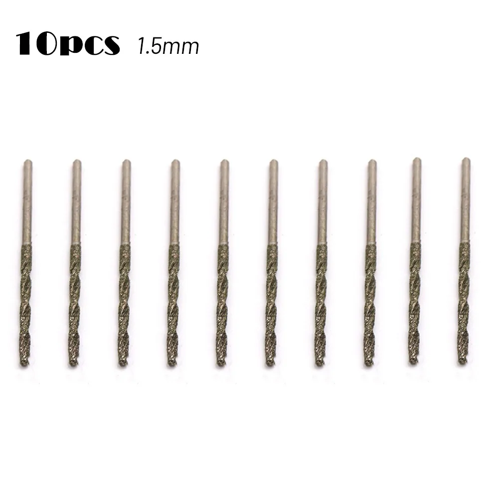 Diamond Coated Spiral Drill Bits 10Pcs 0.8/1/1.2/1.5/1.8/2/2.5/3mm For Glass Polishing Jewelry Gemstones