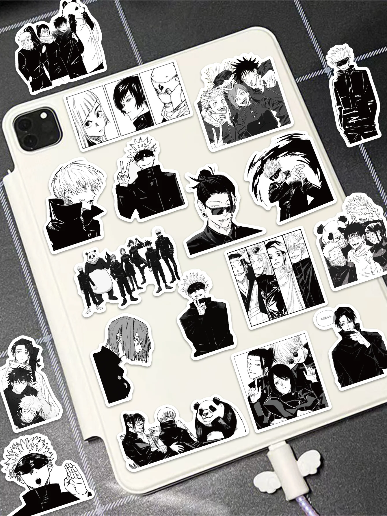 50 قطعة ملصقات أنيمي Jujutsu Kaisen أبيض وأسود نمط...