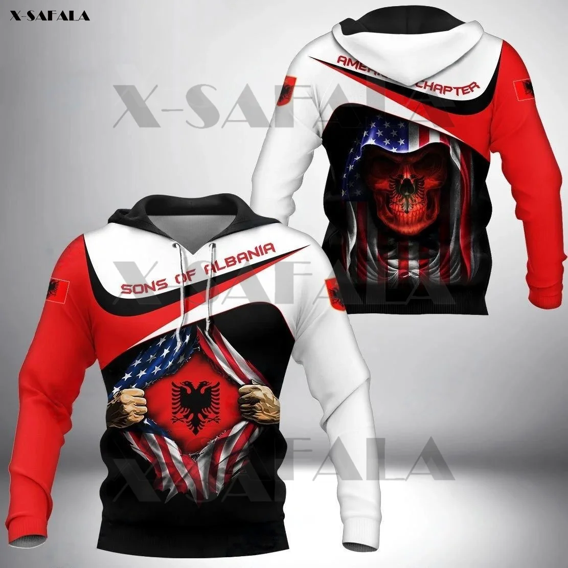 

Son Of ALBANIA Skull 3D Printed Zipper Hoodie Man Military Pullover Sweatshirt Hooded Jacket Jersey Tracksuits