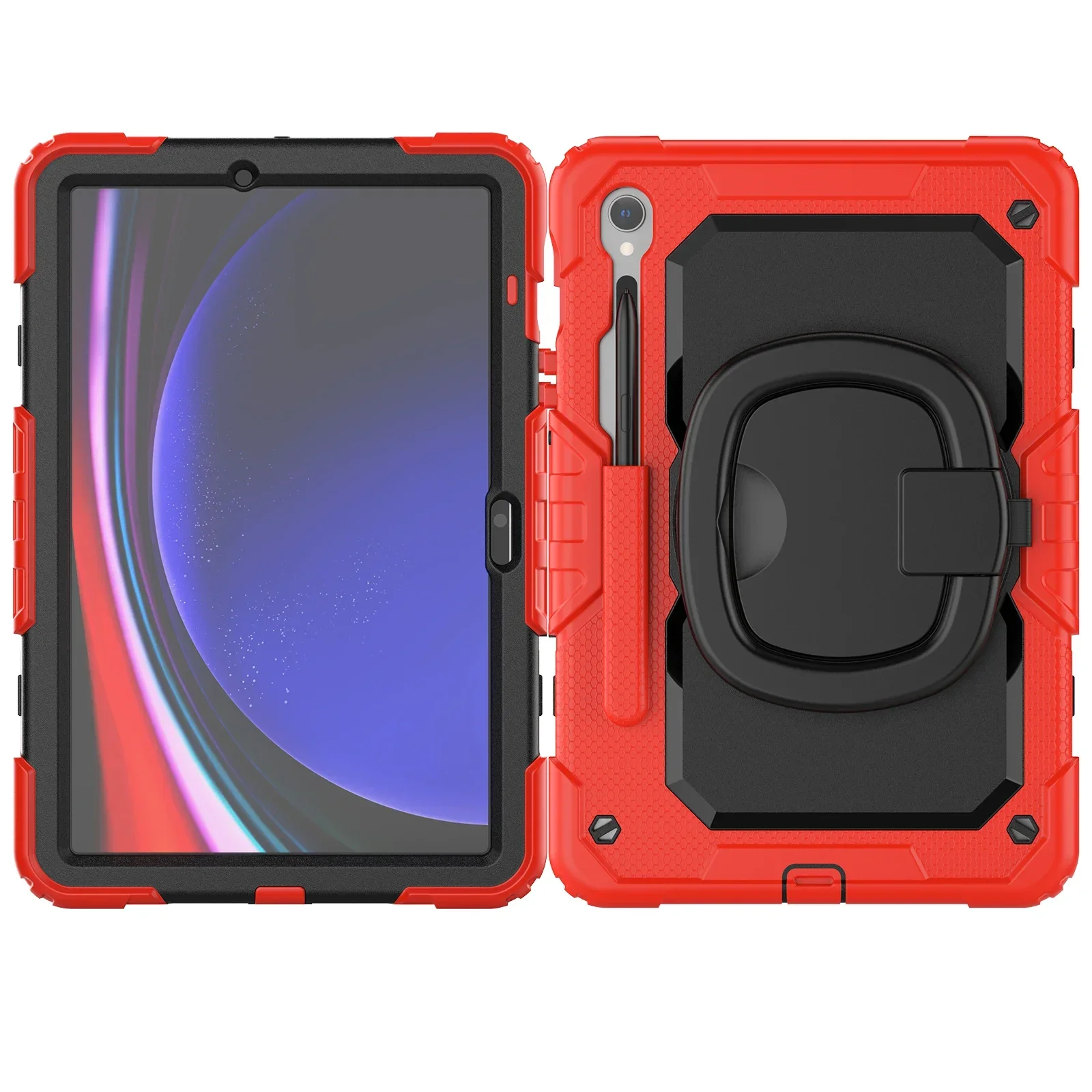 Shockproof Tablet Case with 360° Rotatable Stand & Shoulder Strap - Kids Protective Cover