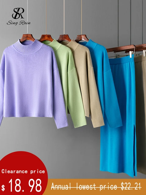 SINGREINY Fashion Autumn Sweater Two Pieces Suits Women Loose Warm Pullovers+Split Long Skirt 2024 Winter Casual Knitted Sets 1 SINGREINY Fashion Autumn Sweater Two Pieces Suits Women Loose Warm Pullovers+Split Long Skirt 2024 Winter Casual Knitted Sets 1