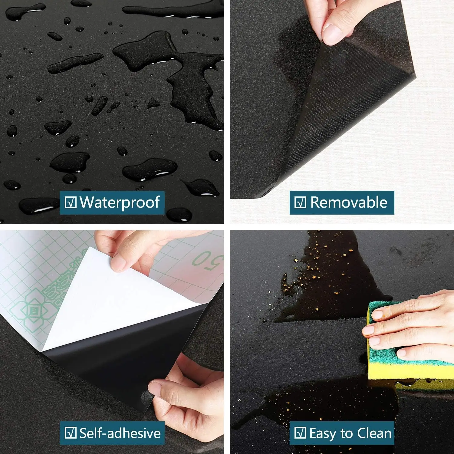 PVC DIY Pearl Film Waterproof Wallpaper Room Self-adhesive Black White Wardrobe Kitchen High Gloss Paste Furniture Wall Stickers 5
