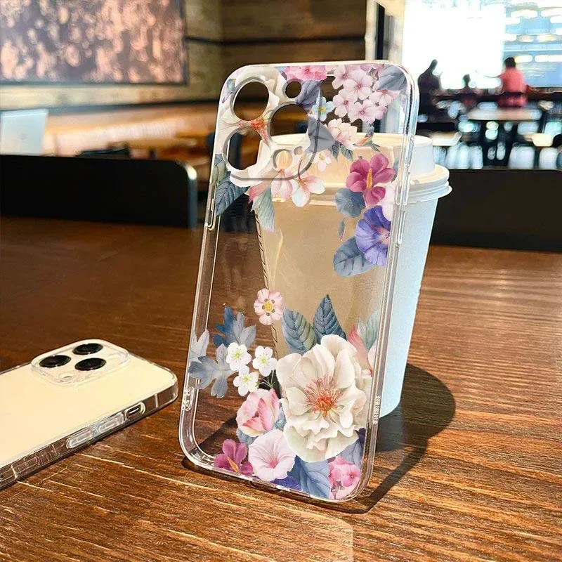 Lotus Rose Flower Clear Phone Case