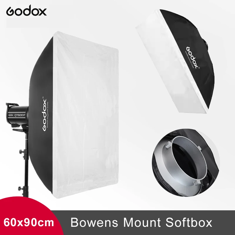 

Godox 60*90 см софтбокс 23,6x35,4 дюйма прямоугольный отражающий диффузор для фотосъемки с креплением Bowens для студийной стробоскопической вспышки