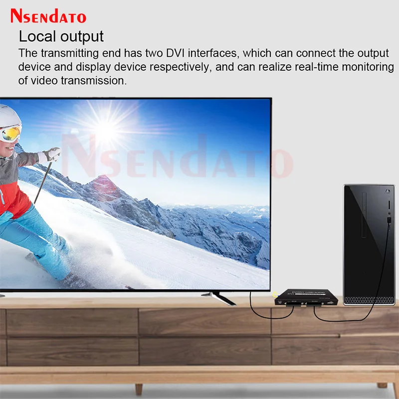 20km DVI Optical USB KVM Extender Over Fiber Optic By SC DVI To USB KVM Optical Monitor Extender Support Keyboard Mouse TV PC