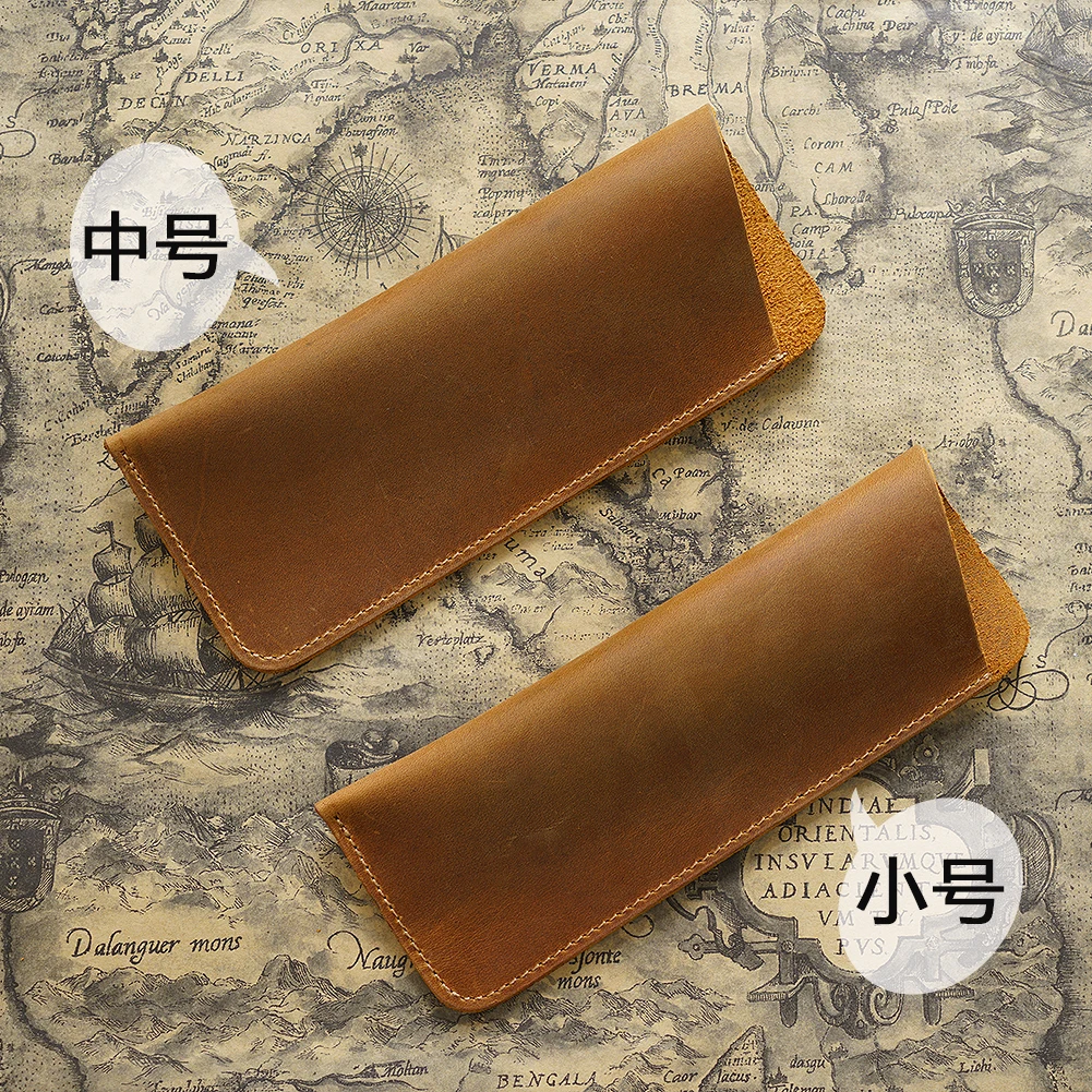  빈티지 크레이지 호스 가죽 필통 - 손으로 만든 안경 및 펜 정리함,  가죽 보관함