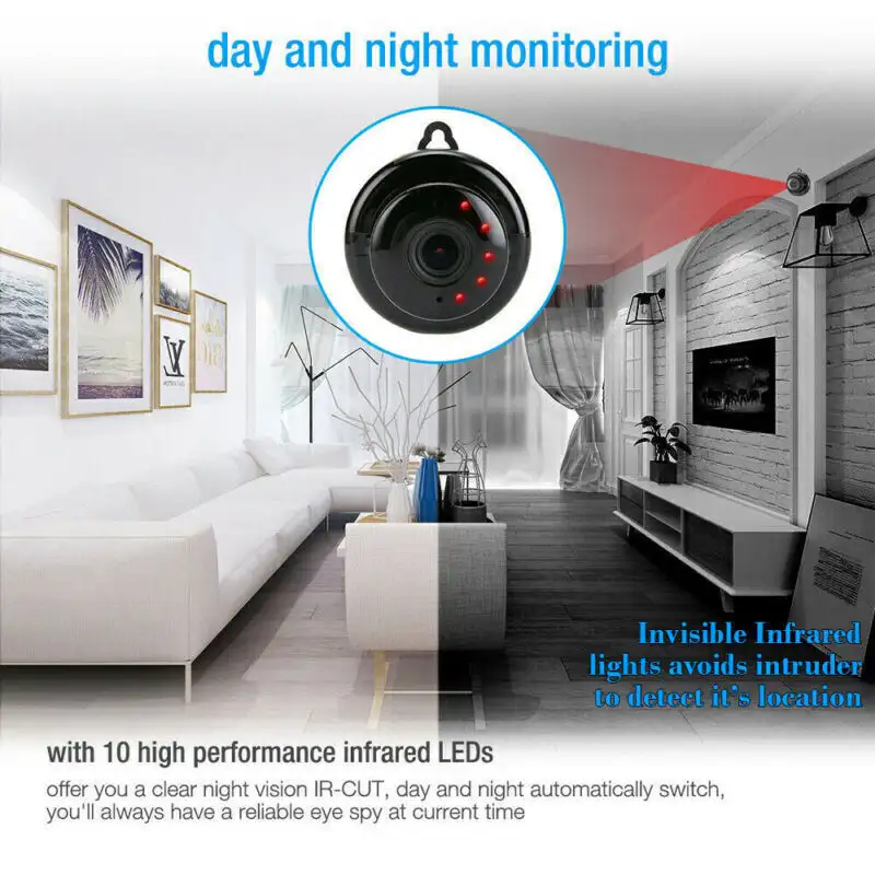 Mini Wifi 1080P Camera Wireless CCTV Infrared Night Vision Motion Detection 2-Way video Motion Tracker Home Security Drop Ship - Image 3