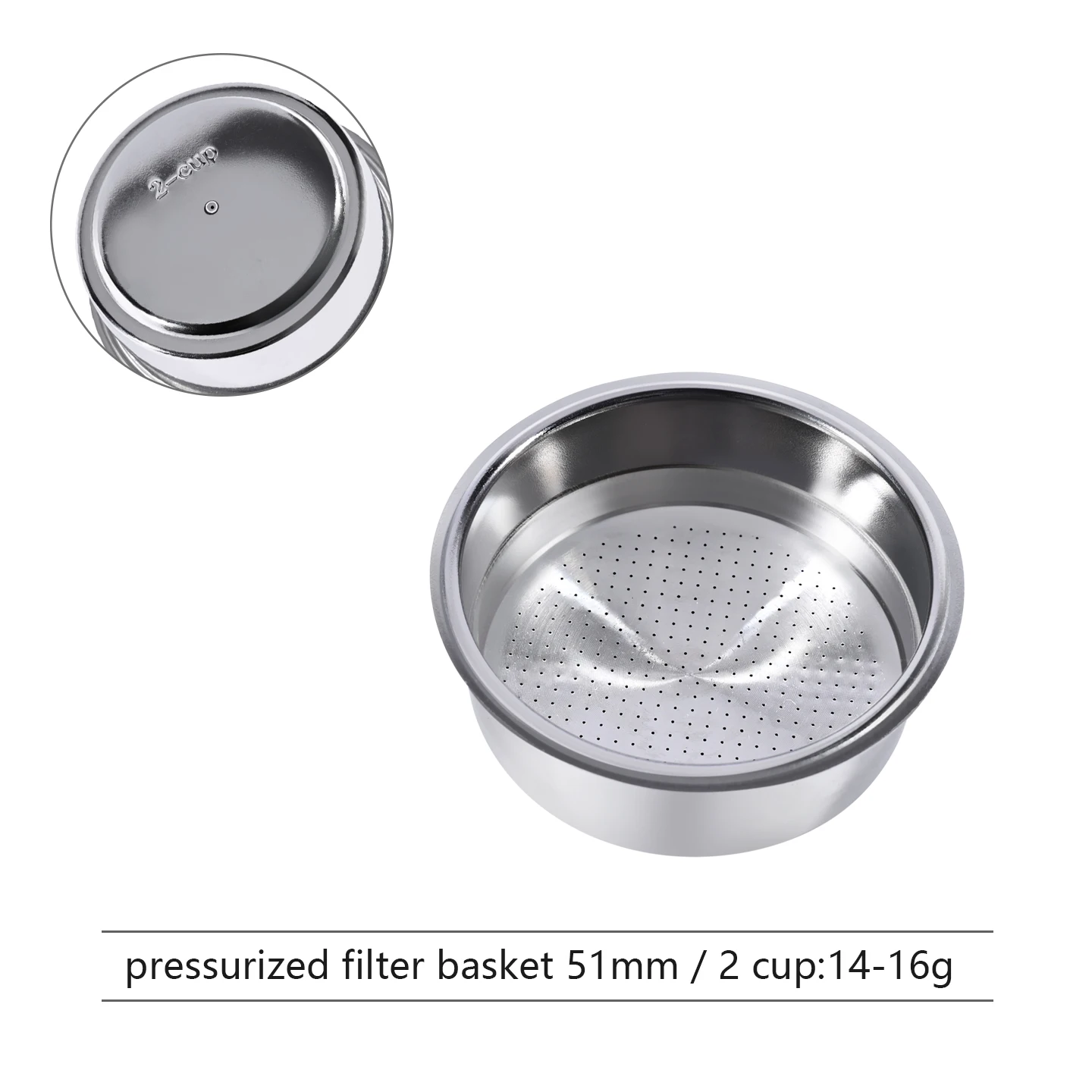 Precision Espresso Pressurized Filter Basket, Single/Double Cup Brewing Tool