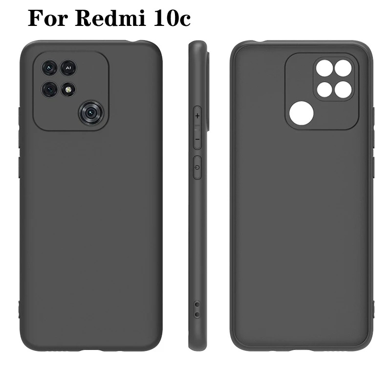 For Xiaomi Redmi 10C Case Soft Silicone Matte Camera Protective Phone Cover For Redmi 10C 10 C Redmi10c Clear and Balck Case