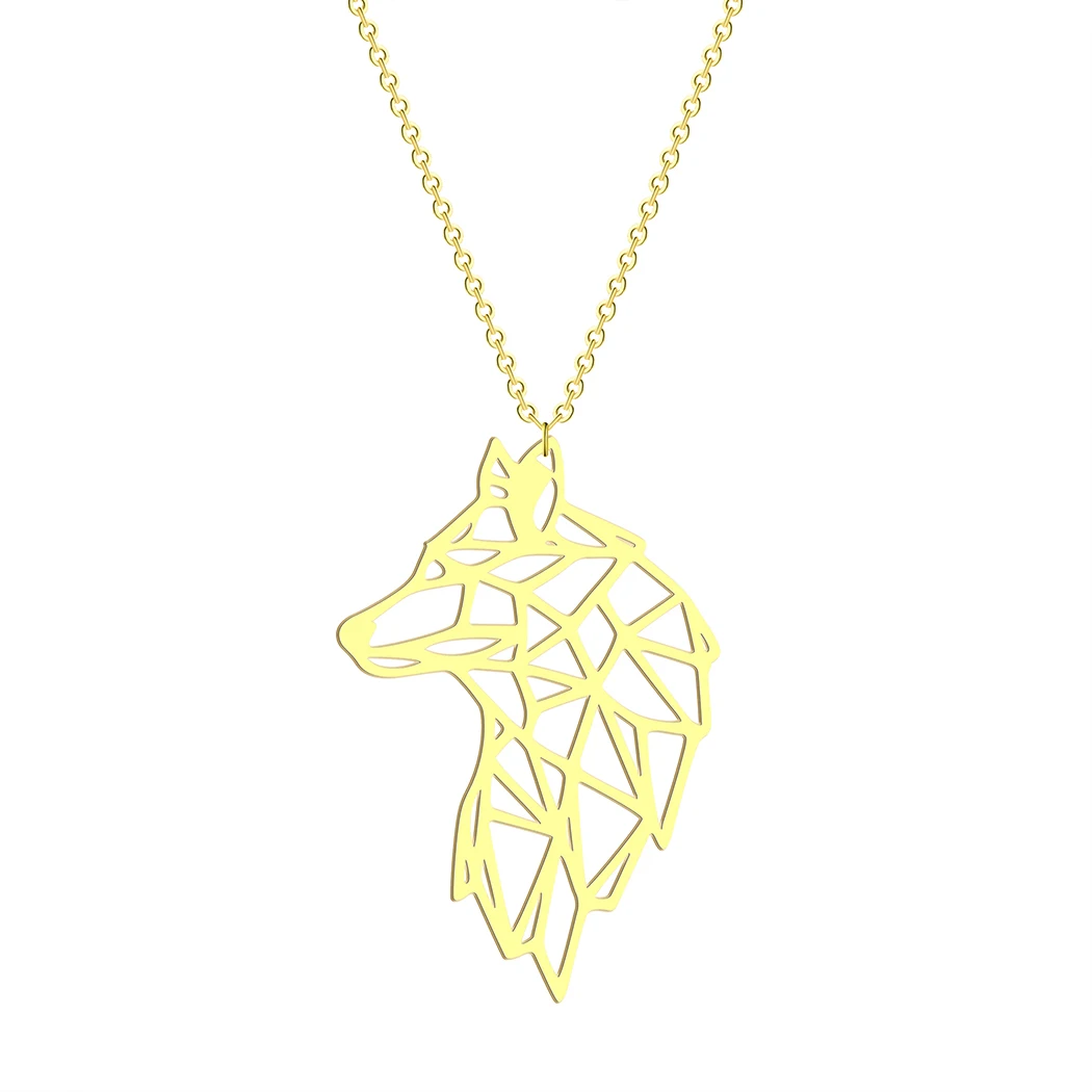 Оригами подвеска в виде волчьей головы геометрическое ожерелье ювелирные изделия оригами Gift