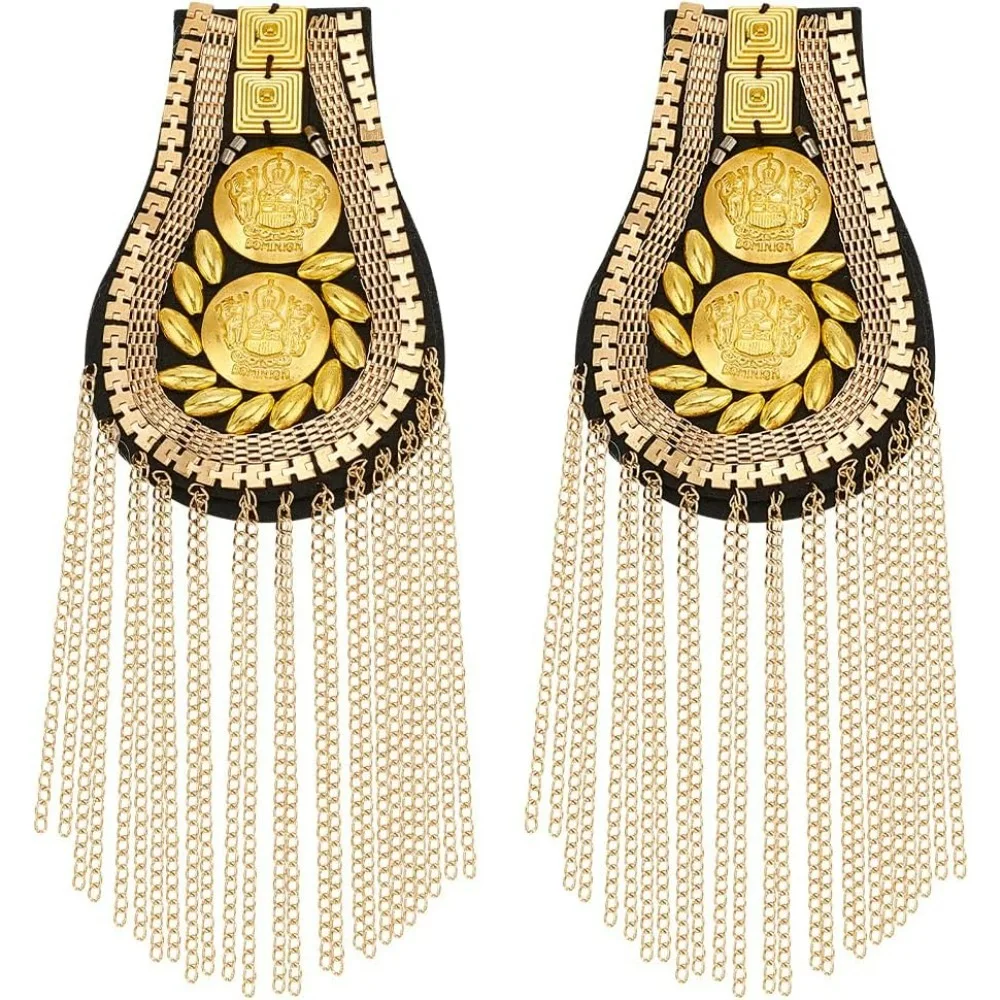 Metal Tassel Chain Shoulder Epaulets 2 PCS Tassel Epaulet Shoulder Detachable Link for Man Suit Clothes Decorations