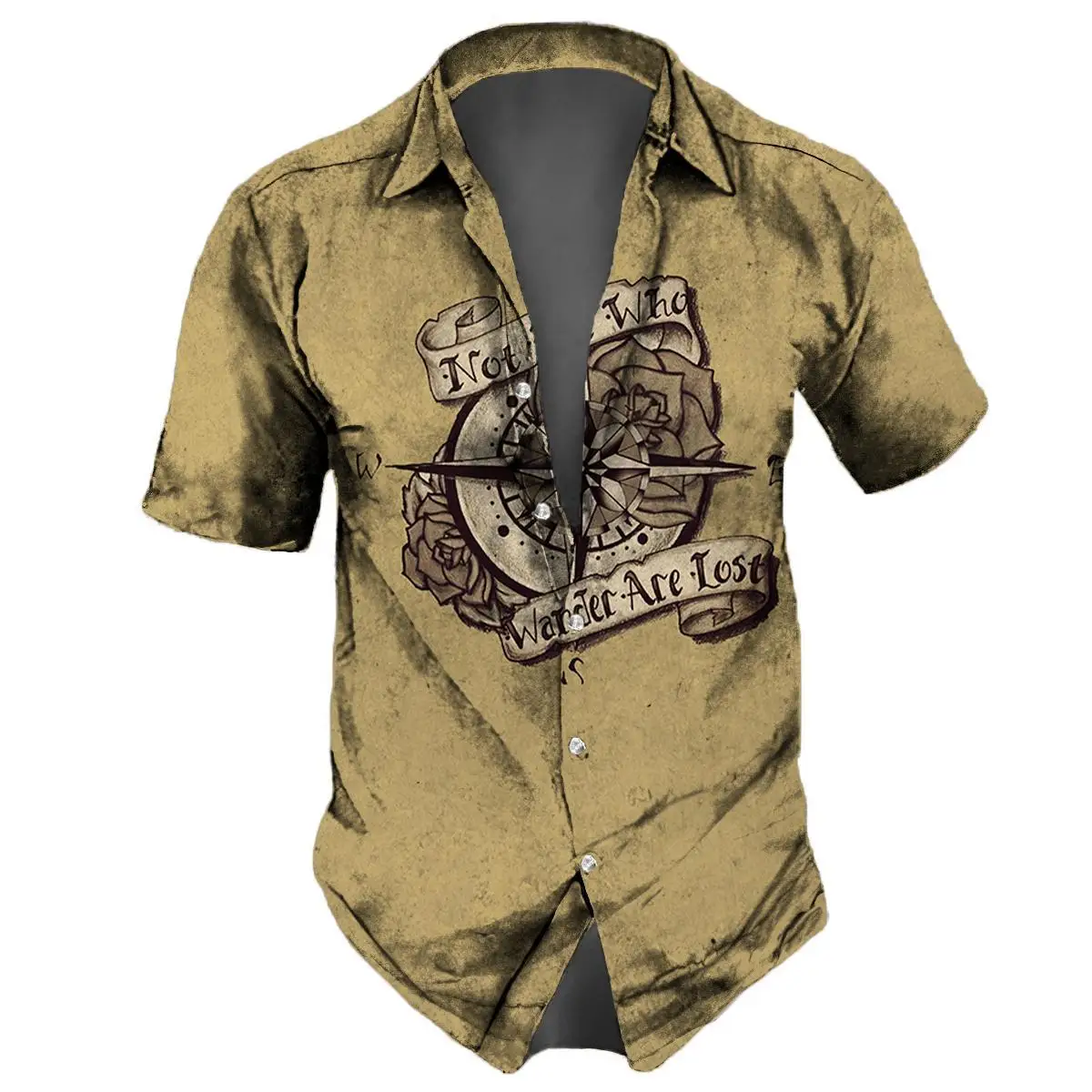 Camicia a maniche lunghe da uomo con stampa retrò anni '80