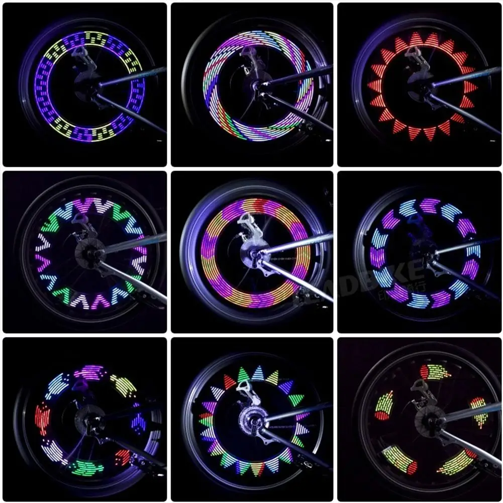 Bicycle Wheel Light 14 RGB LEDS Bike Spoke Lamp Cycling Signal Warning Lantern 30 Patterns Rim Movement Light Colorful Sens G0I8 bicycle parts bike accessories