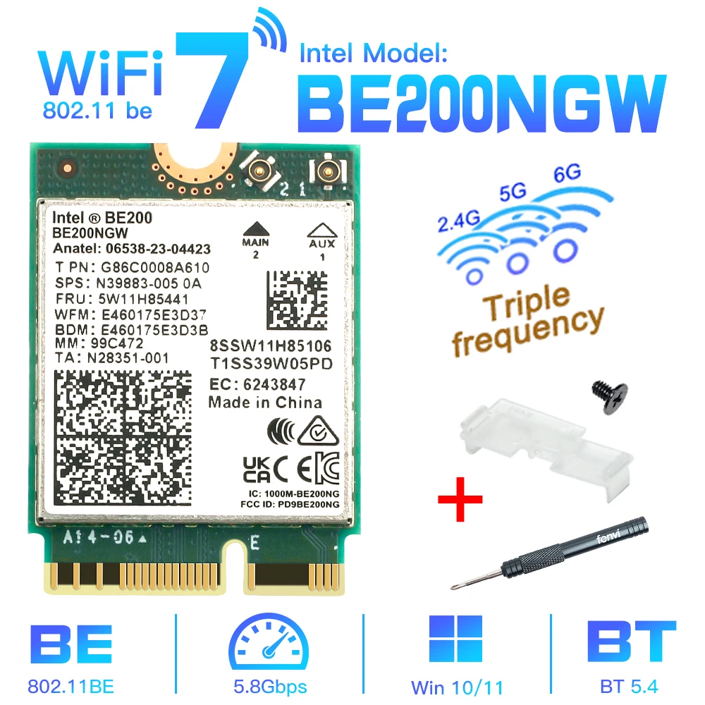 ตัวเลือกสินค้า Wi-Fi 7 อะแดปเตอร์ไร้สาย Intel BE200 บลูทูธ 5.4 ความเร็วสูง 8774Mbps
