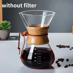 Elegant Handcrafted Glass Coffee Kettle with Stainless Steel Filter for Perfect Pour-Over Brewing (800ml Not filter)