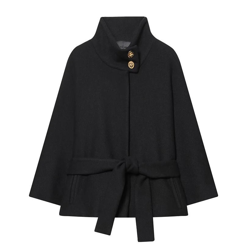 Women Woolen Jacket 2025 Autumn Winter Long Sleeve Women's Coat With Belt Loose Female Casual Outerwear Retro Lady Tops ﻿