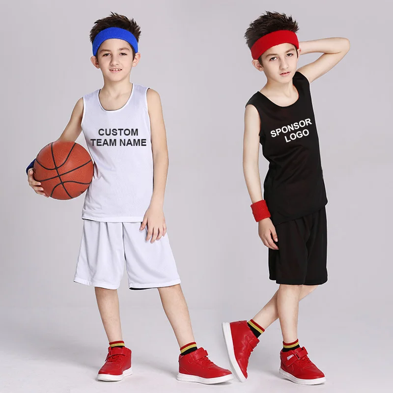 Boys Basketball Jersey Set Reversible Double Side Uniform Summer Shirt For Kids basketball jerseys