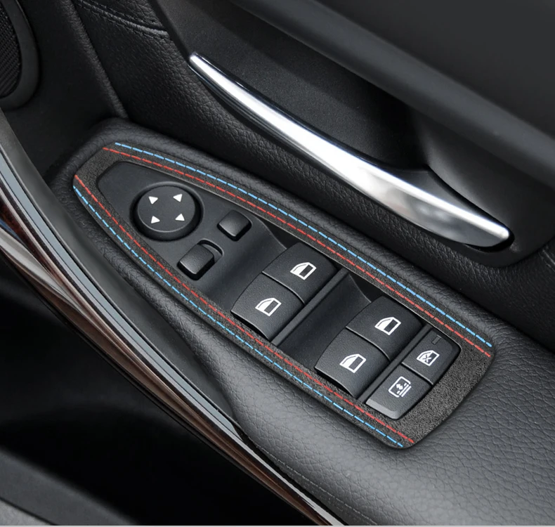Für BMW F20 F30 F22 F34 Serie 1 3 4 GT X1 F48 aus Alcantara Fensterheber-Verkleidung Aufkleber Auto-Innenausstattung Tuning-Zubehör – Detail 1