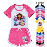 Children Running Sportsuits New Gabby Doolhouse Clothes Kids Vetement Gabby Chat T-shirt Shorts 2pcs Set Toddler Girls Outfits 1