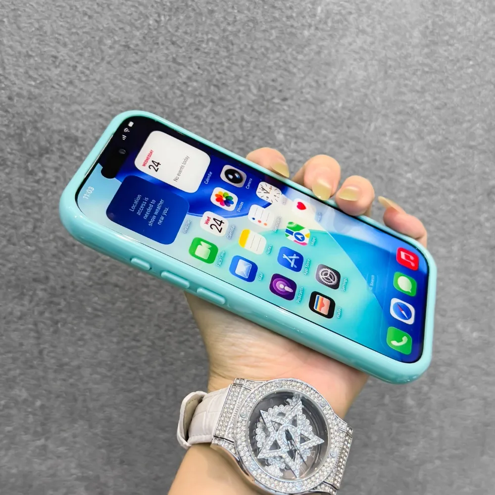 Transparent Candy Color Frame DIY Phone Case with Acrylic Back Cover