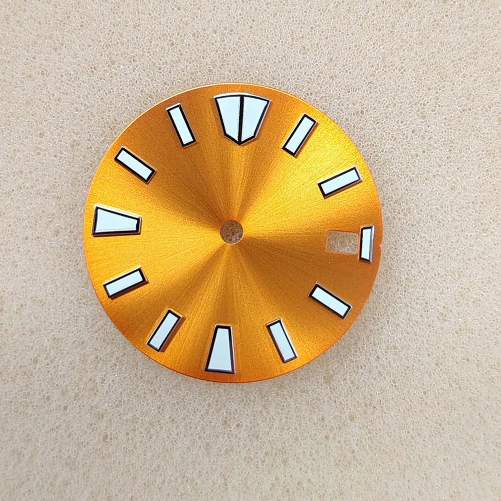 Green Luminous 28.5mm Single Calendar Watch Face Replacement - Available in Blue, Orange, and Black