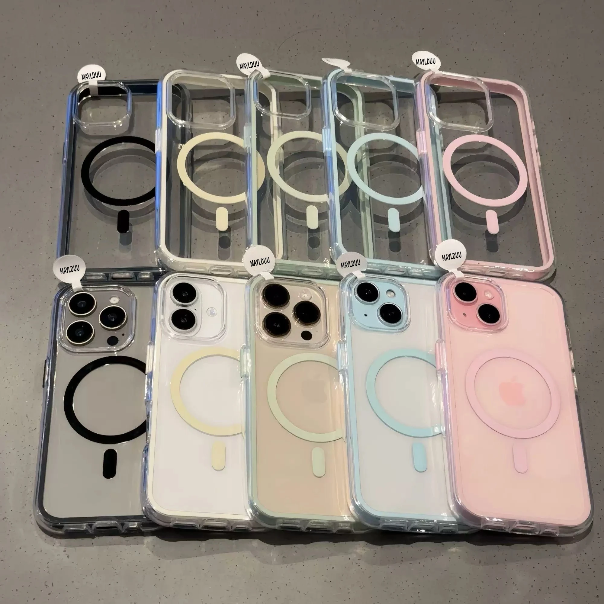 Transparent Soft Color Magnetic Bumper Phone Case with MagSafe Compatibility