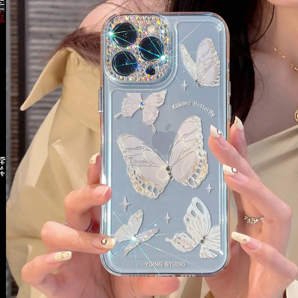 Cute Diamond Butterfly Phone Case For Iphone 13 Pro Max 12 11 Xr X Xs 7