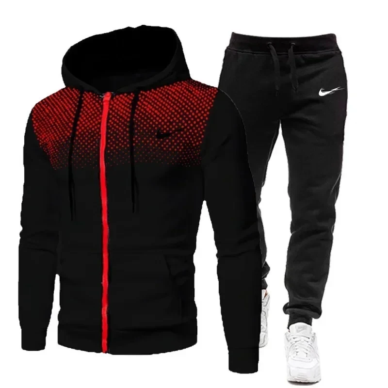 thumbnail image 1 of Conjunto de chándal de polar para hombre, sudaderas, pantalones grandes, 2 tallas con capucha, 2 piezas con capucha, otoño/invierno 2022, moda, S-4XL, 2024, 1 of 5