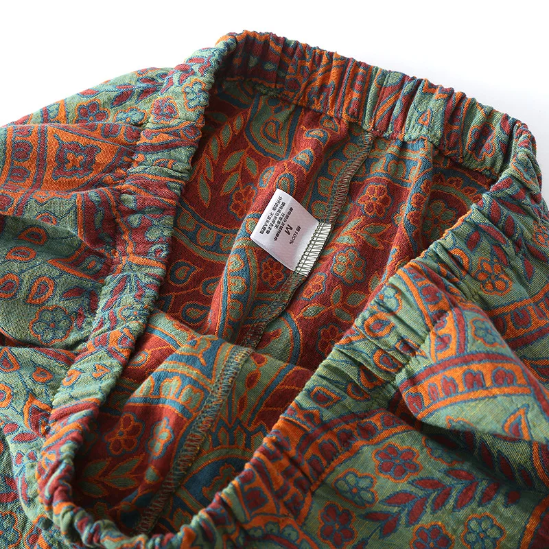 Ethnic Style Print Pajamas for Women 2 Pieces Outfit Loungewear Night Clothes Spring Autumn Long Sleeve Sleepwear Women's Cotton women pajamas set,women pajama suit,cotton pajamas set