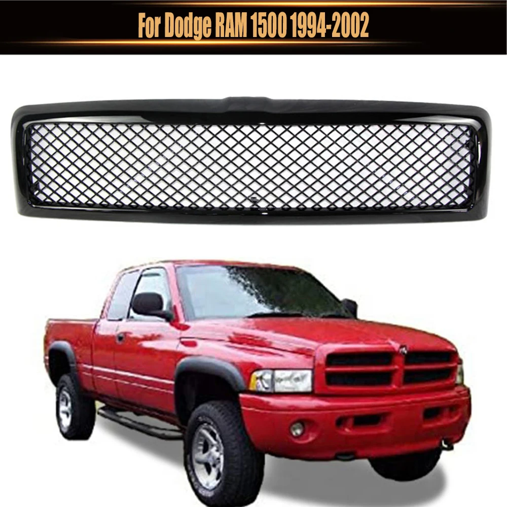 

Racing Grills Decoration Car Front Grid Racing Grills ABS Gloss Black Trim Cover Bumper Grille For Dodge RAM 1500 1994-2002