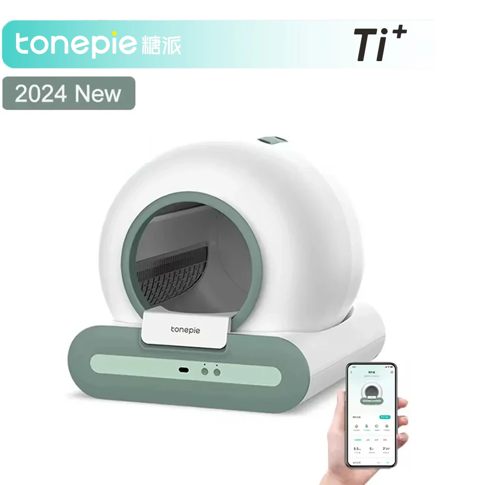 자동 고양이 쓰레기통 앱 제어 분리형 Tonepie Ti + 65L, 스마트 자동 세척 쓰레기통, 고양이 변기 제품, 2024 신제품