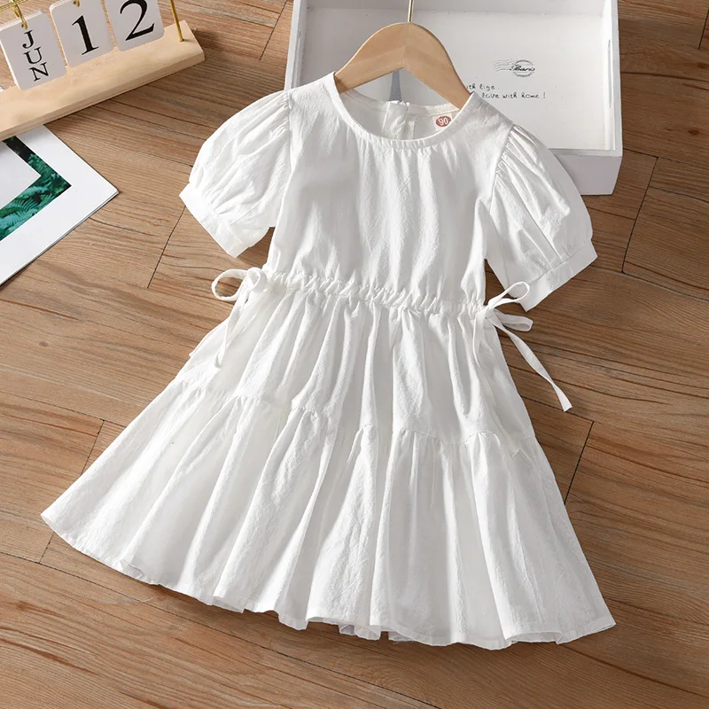 

2023 New Summer Casual Dress Short Sleeve Puff Sleeve Princess Dress Kid Clothes Children Dress For 2-6 Years