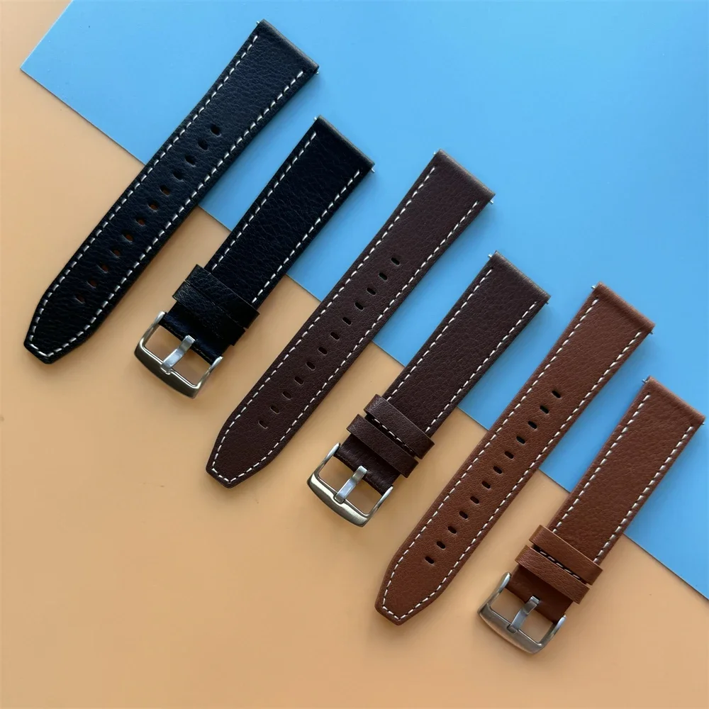 Premium 22mm Soft Leather Watchband Strap - Elegant Wristband Bracelet