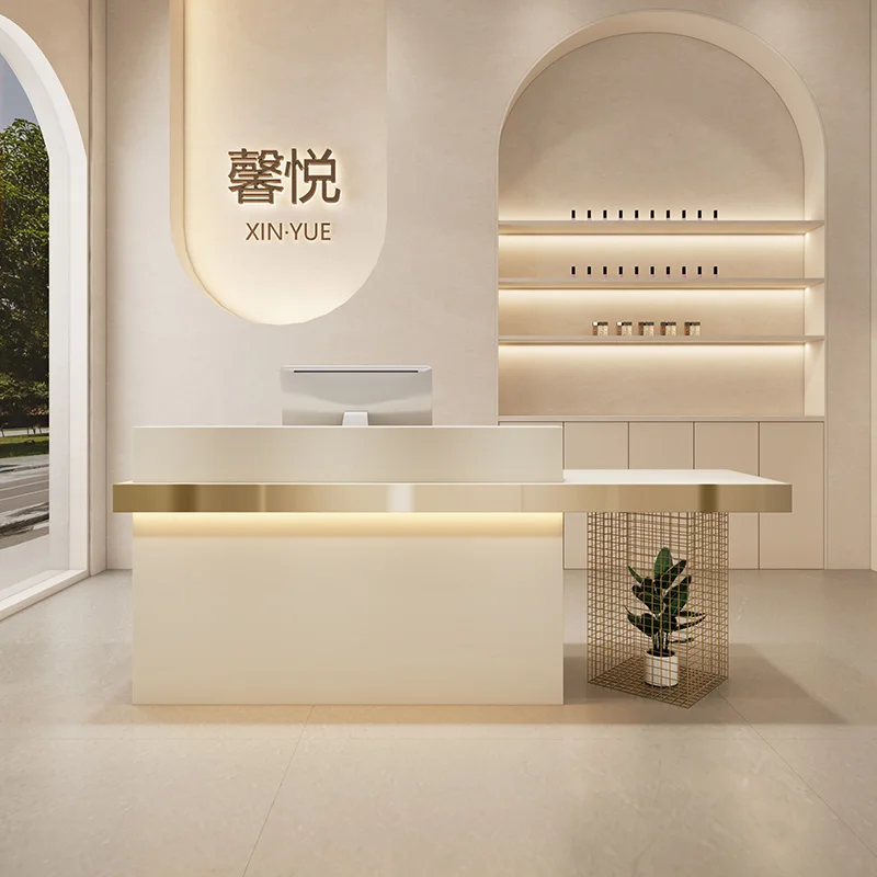 

Cafe Supermarket Cashier Salon Counter Reception Restaurant Office Desk Front Store Mesa De Madera Blanca Furniture Office