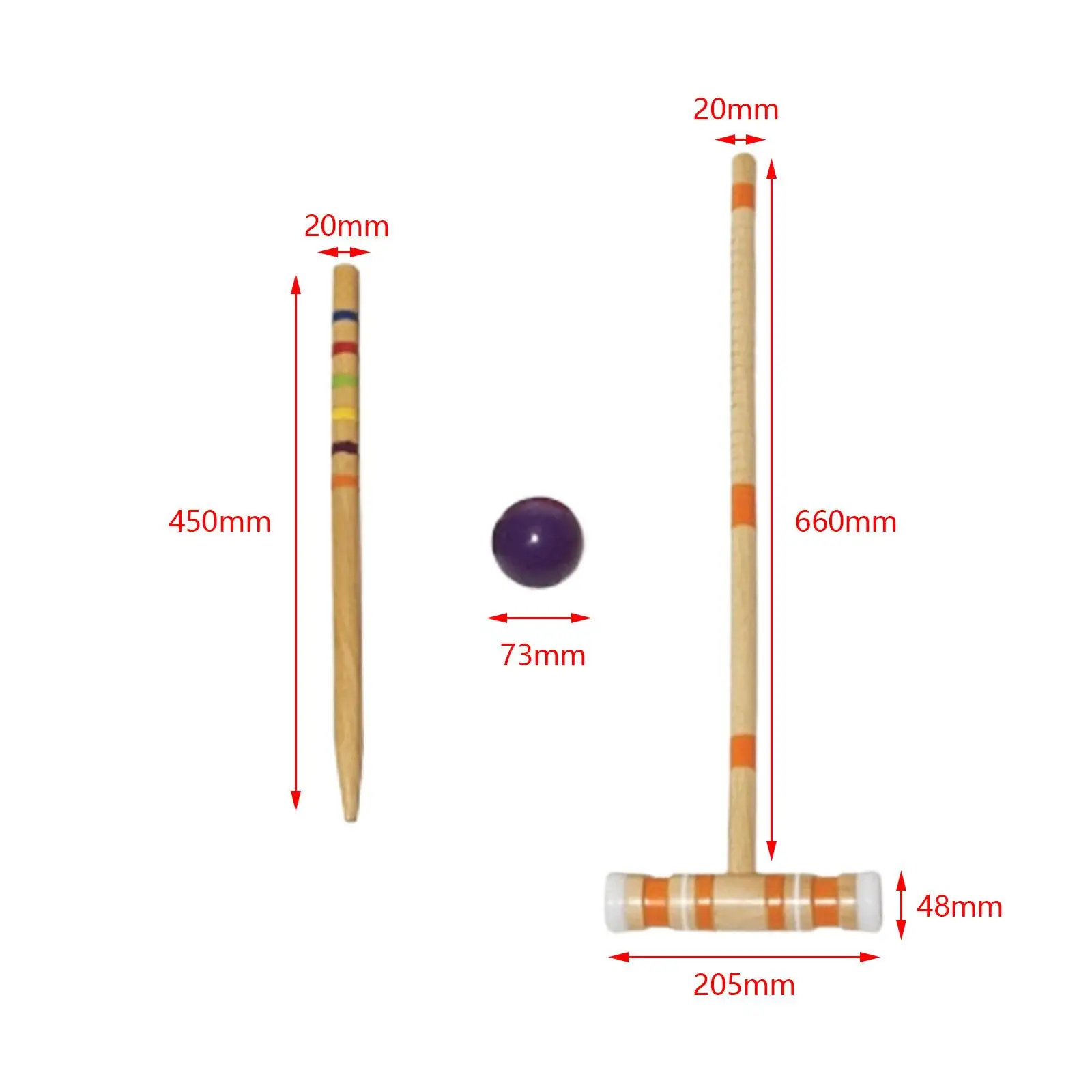 Croquet Set for 6 Players with 6 Player Mallets Six Player Croquet Set for Park Family Adults Outdoor Games Sport Courtyard