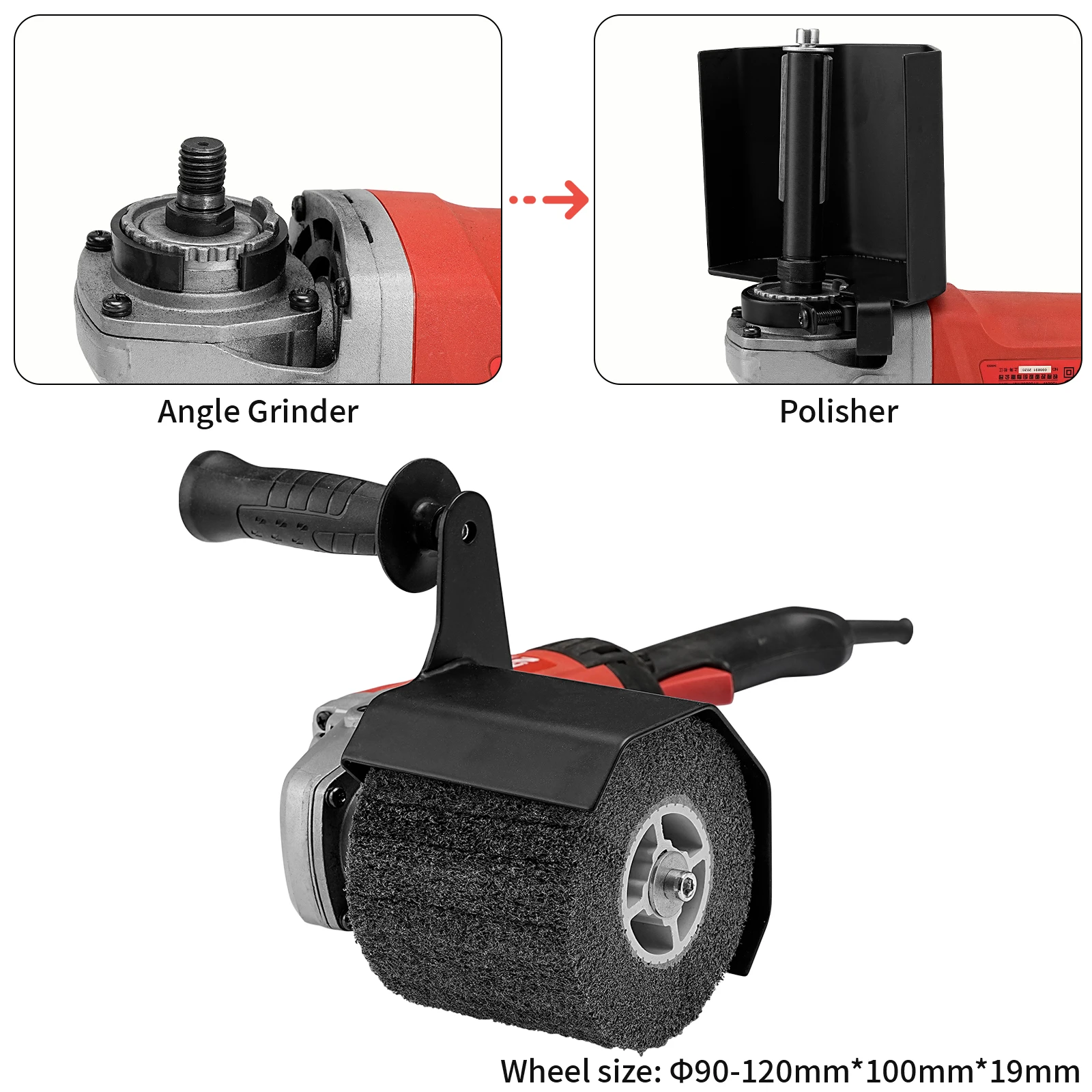M10/M14/ 5/8-11" Handheld Linear Poliermaschine Teile Winkelschleifer Umwandlung Griff Set für 120x100x19mm Polierscheibe – Detail 12