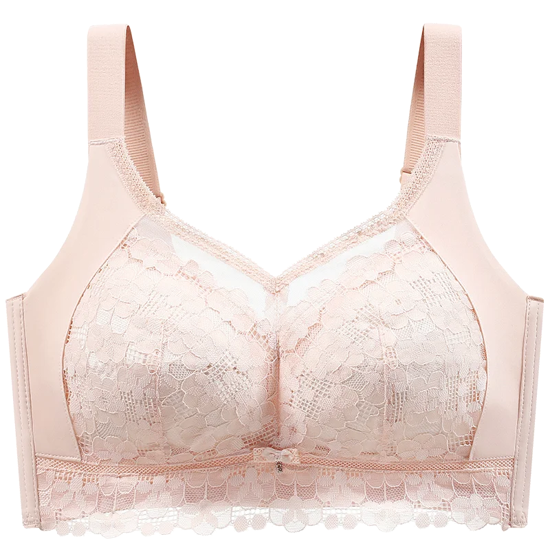 Wireless Bras for Women Thin Cup Lingeire Plus Size 36-46 Size B C D E Cup Minimizer Brassiere Ultra-Thin Push Up Lace Underwear 4
