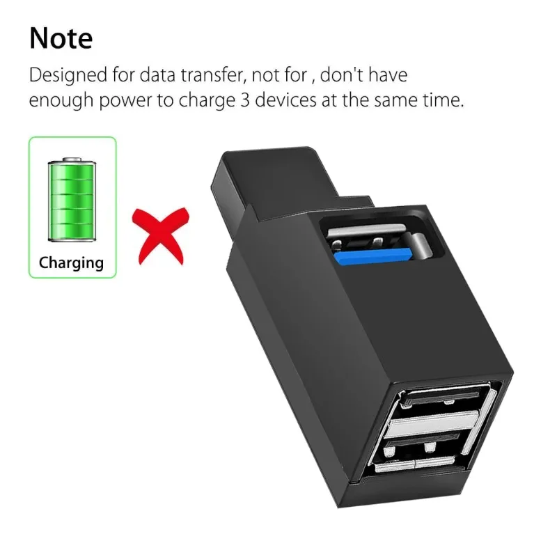 Compact Multi-Port USB 3.0 Hub and Charging Adapter
