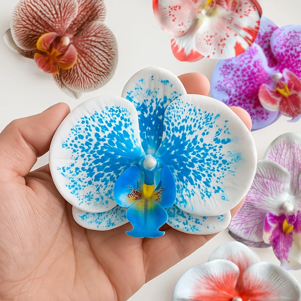 10 Stück Real Touch 3D-Orchideenblütenköpfe – künstliche Mini-Blumen für Hochzeitsdekoration, Haarschmuck zum Selbermachen, Party-Foto-Requisiten