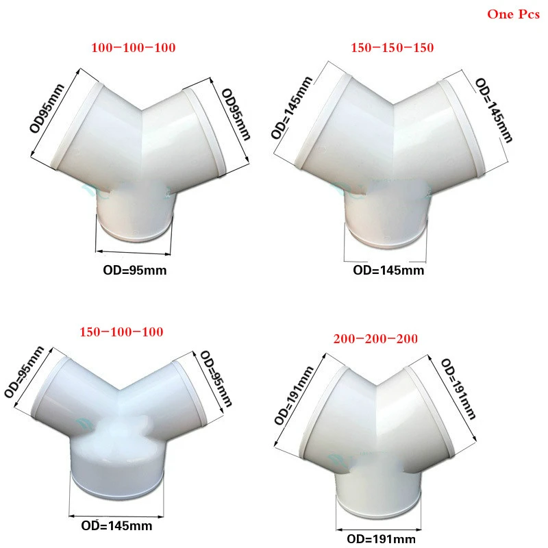 Y Splitter Piece 100/150/200mm Ventilation Duct Three Way Coupler Fan