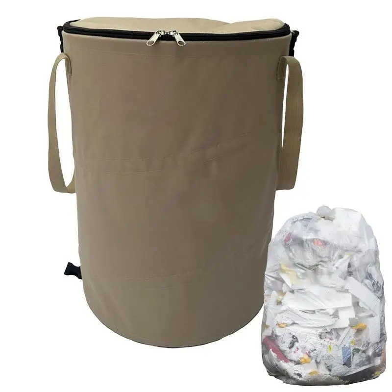 

Collapsible Garden Waste Bag Camping Garden Trash Can 37L Portable Collapsible Garbage Bin Garden Bag With Zipper For Camping