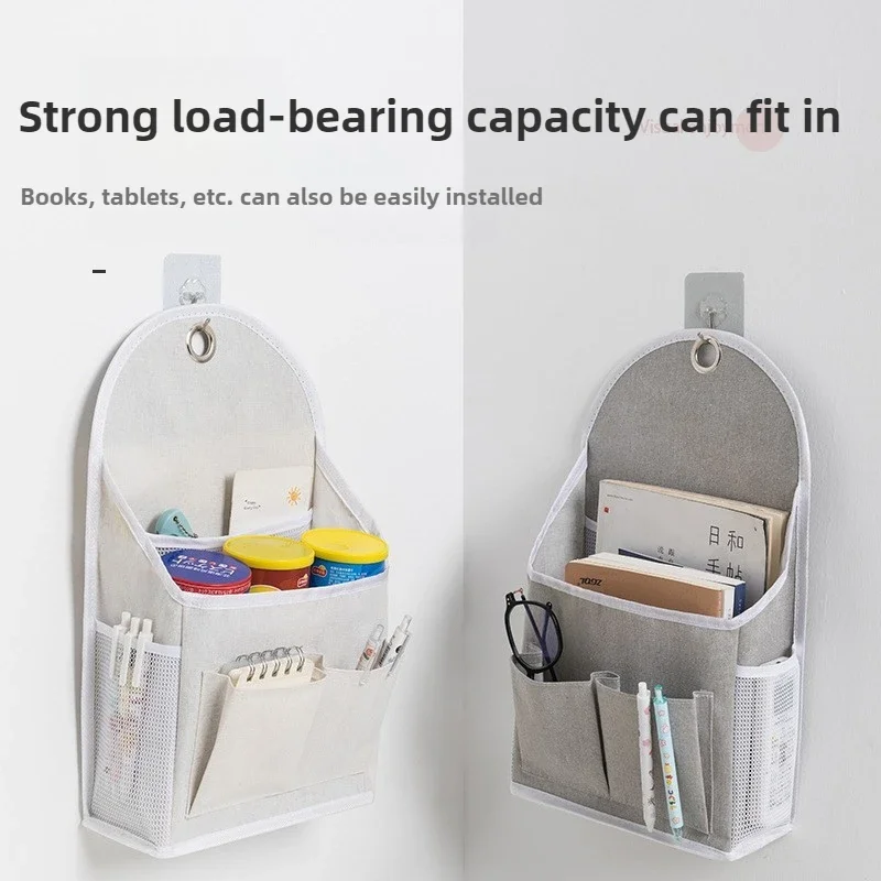 Fabric Hanging Storage Bag for Dormitory Wall Mounted Wall Door Bags Dual-Pocket Side Mesh Organizer Book Magazine Phone Holder 3