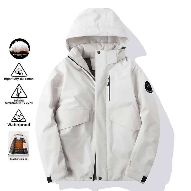 Men's Outdoor Climbing Hiking Jacket Thickened Waterproof Winter Coat Windproof Cotton Padded Outwear for Couples Picnic men cotton jacket