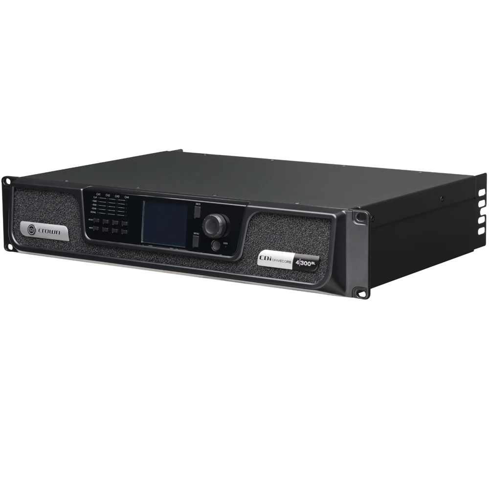 Crown CDi DriveCore 4 채널 전력 증폭기, 네트워크 제어, 70V 또는 100V RMS 출력, BLU 링크, 온보드 DSP, 300BL