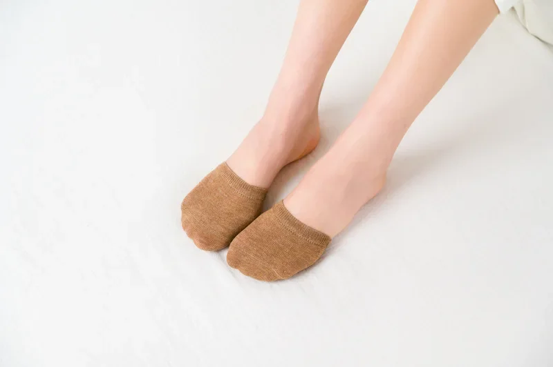 5 Paar Vorfußsocken für Damen, Sommer, einfarbig, halbe Zehenabdeckung, halbe Socken, unsichtbare, atmungsaktive Baumwollsocken für Fersen – Detail 11
