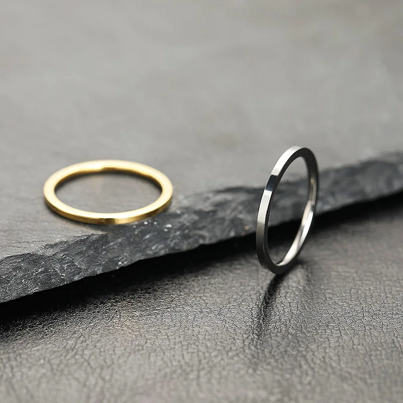 Stainless Steel Ring Finger Ring 2mm Super Fine Stainless Steel Rings Japan Korea Fashion Flat Inside Spherical Titanium Ring Jewelry Accessories