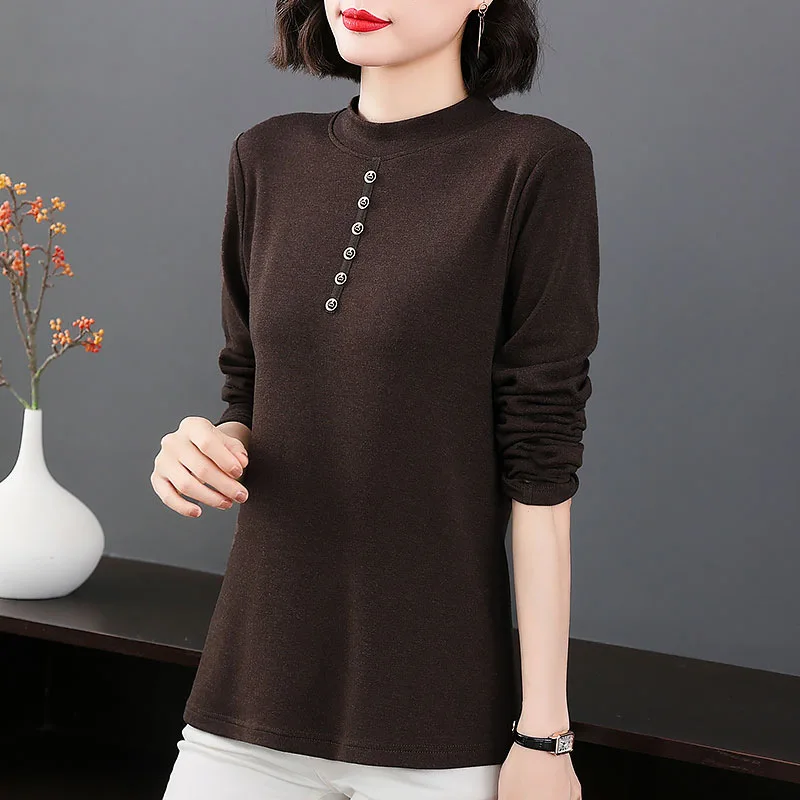 

Women's Autumn Winter Fashion Elegant Half High Neck Pullover Bottom Shirt Casual Versatile Western Commuter Comfortable Tops