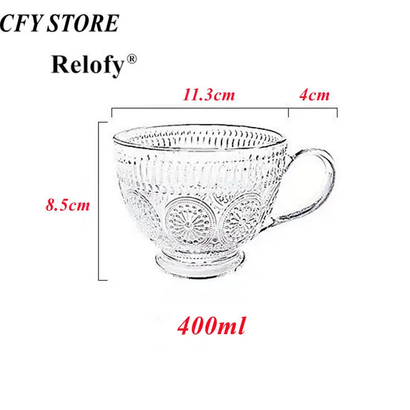 Drinking Glass 400ml Glass Breakfast Mug with Handle